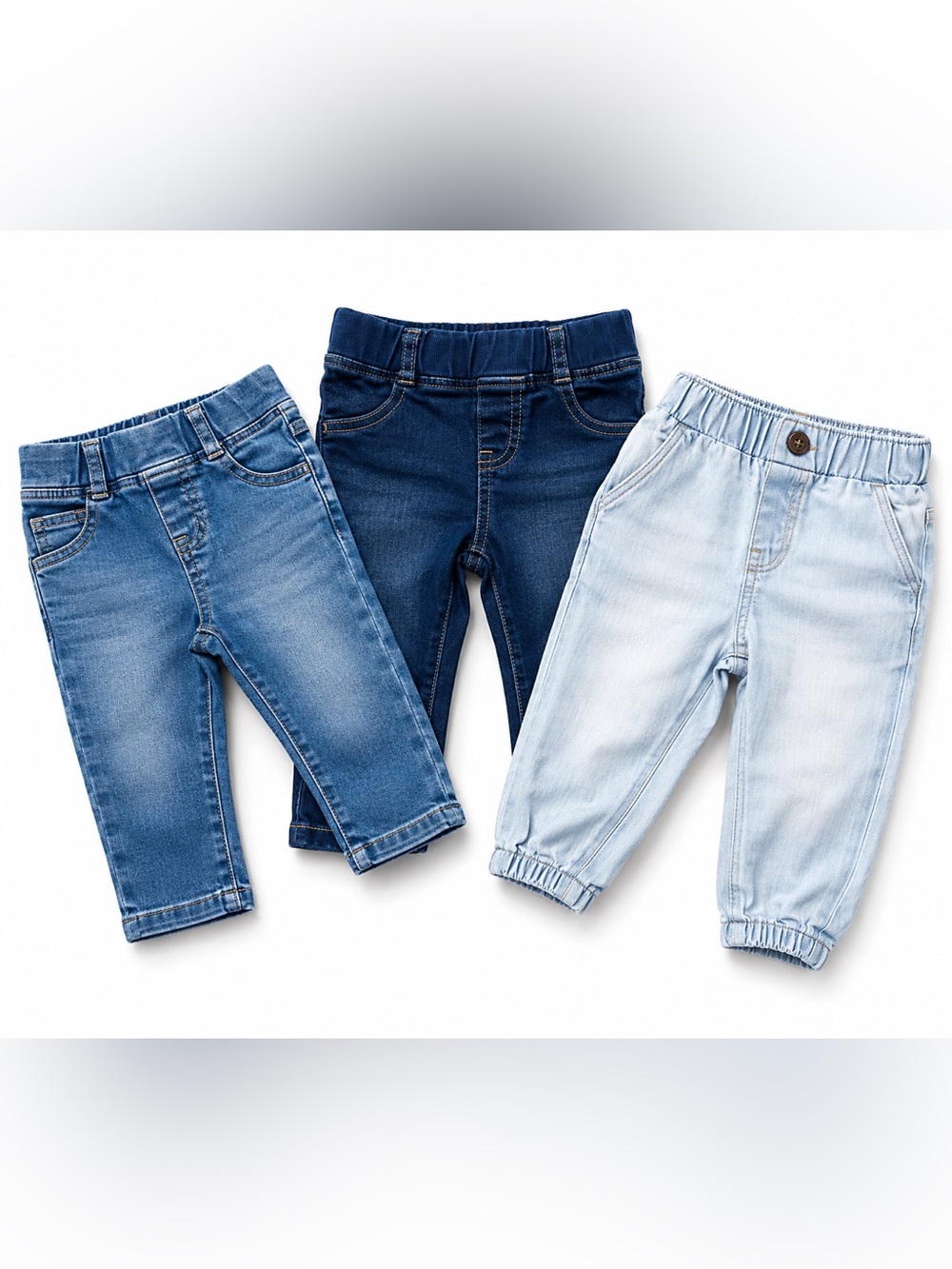 3-6M Baby Girl Denim Pants Bundle Light & Dark Wash Jeans Set